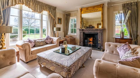 Living room, Seating area, Garden view, flat iron