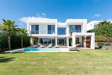 Property building, Living room, Swimming pool