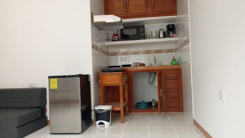 Kitchen or kitchenette, stove