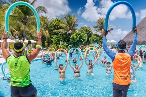 People, Aqua park, Swimming pool, group of guests