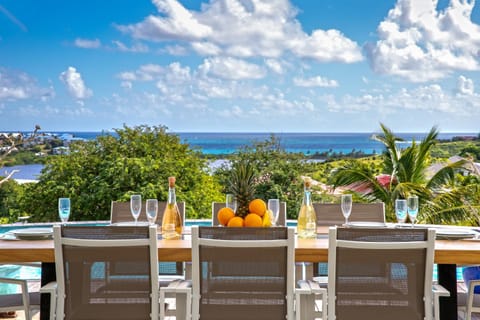 Patio, Day, View (from property/room), Balcony/Terrace, Dining area, Sea view, Swimming pool