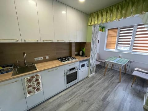 Kitchen or kitchenette, dishwasher, oven, stove