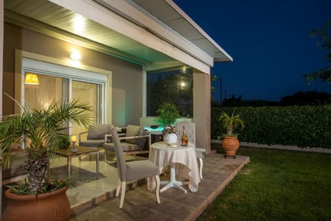 Property building, Night, Balcony/Terrace, Seating area, Garden view