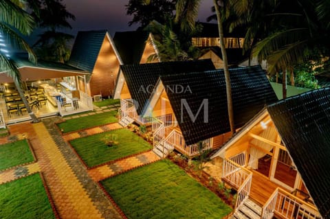 Property building, Night, Garden