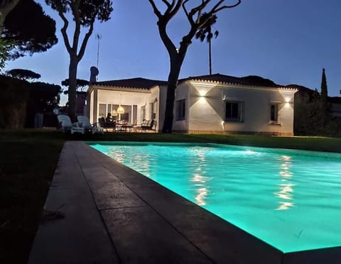 Night, Pool view, Swimming pool