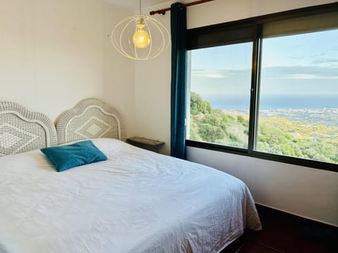 Bed, Natural landscape, Photo of the whole room, Bedroom, Sea view