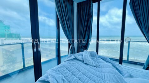 Bed, Natural landscape, Bedroom, Sea view