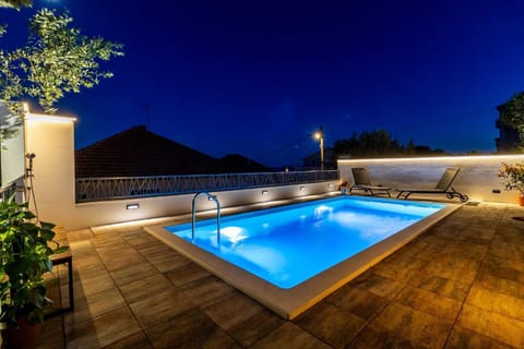 Night, Pool view, Swimming pool