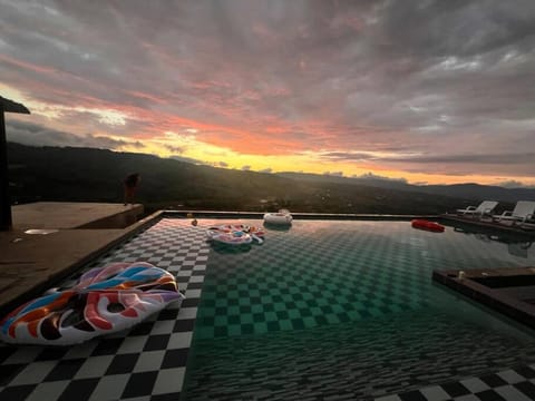 Mountain view, Pool view, Sunset