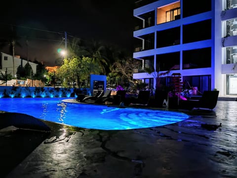 Property building, Night, Pool view