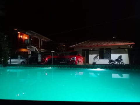 Night, Pool view, Swimming pool, sunbed