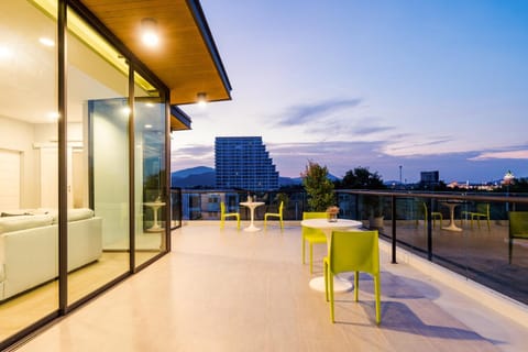 Property building, Patio, Night, View (from property/room), Balcony/Terrace, Seating area