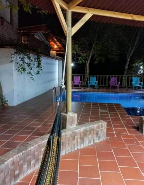 Patio, Night, Pool view, Swimming pool