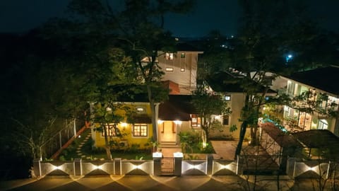 Property building, Night, Garden, Garden view