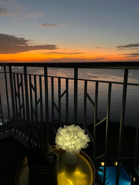 Natural landscape, View (from property/room), Balcony/Terrace, Sea view, Sunset