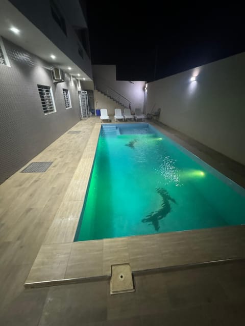 Night, Pool view, Swimming pool