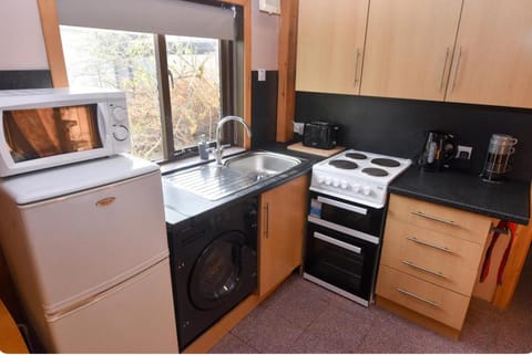 Garden view, microwave, oven, stove