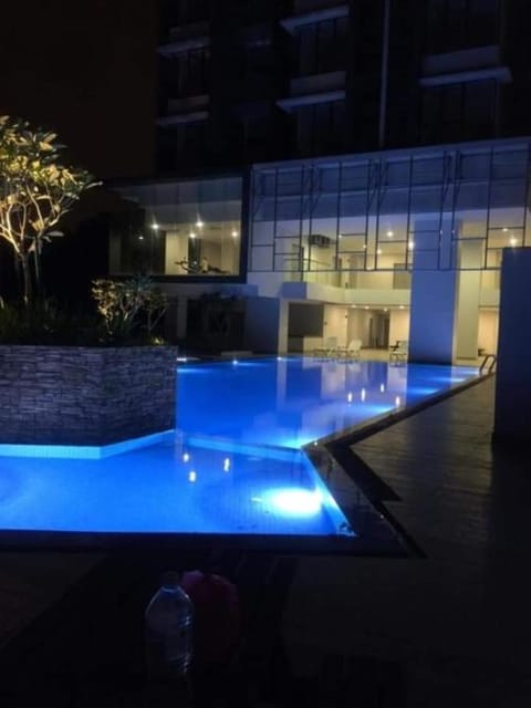 Patio, Night, Swimming pool