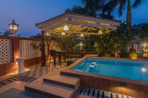 Night, Pool view, Swimming pool