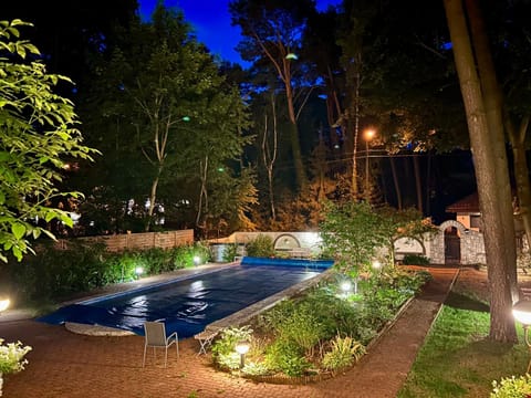 Night, Pool view, Swimming pool