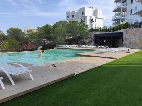 Property building, Living room, Swimming pool