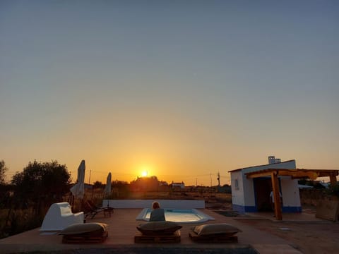 Garden, Swimming pool, Sunset, sunbed