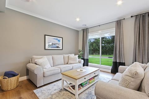 Living room, Seating area, Garden view