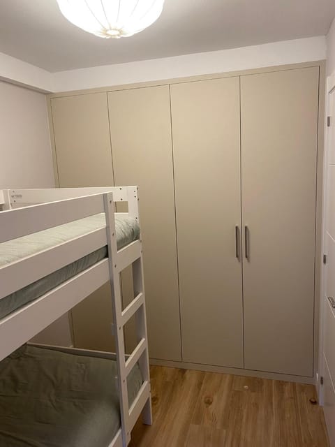 Bed, Photo of the whole room, Bedroom, bunk bed, wardrobe