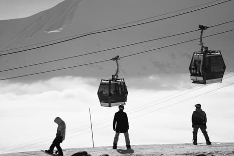 Day, People, Natural landscape, Winter, Skiing, group of guests