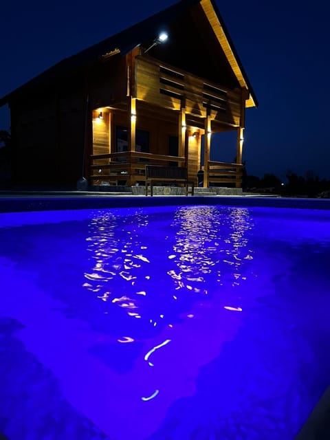 Property building, Night, Pool view, Swimming pool