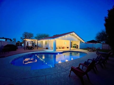 Night, Pool view, Swimming pool