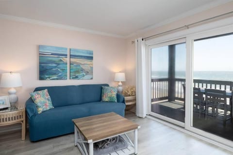 Oceanfront Pool Balcony at Ospreys Nest in North Topsail Beach Apartment in North Topsail Beach