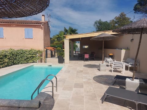 Patio, Pool view, Swimming pool, sunbed