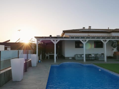 Patio, Swimming pool, Sunset