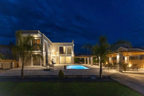 Property building, Night, Swimming pool