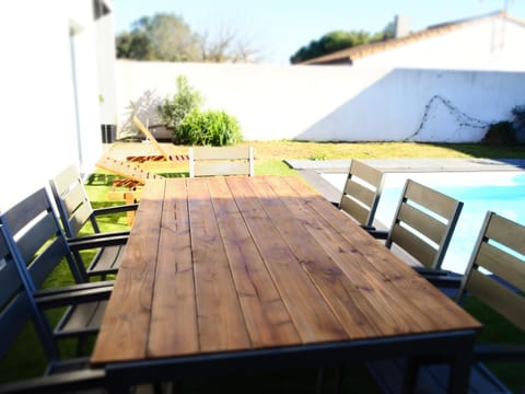 Patio, Dining area, Pool view, Swimming pool