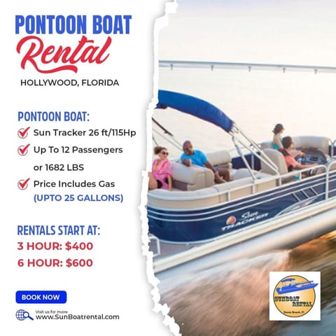 SunBoat Rental - Pontoon Boat Rental Docked boat in Dania Beach