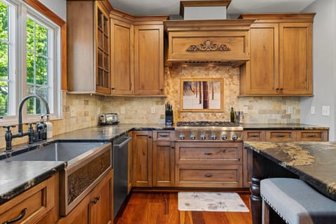 Kitchen or kitchenette, dishwasher, stove