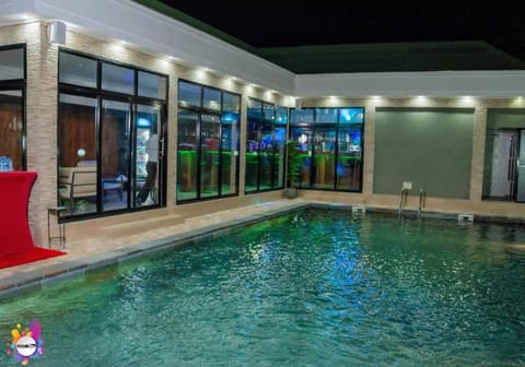 Night, Pool view, Swimming pool