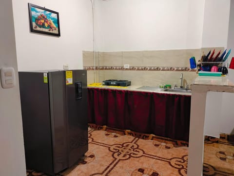 Kitchen or kitchenette, minibar, stove