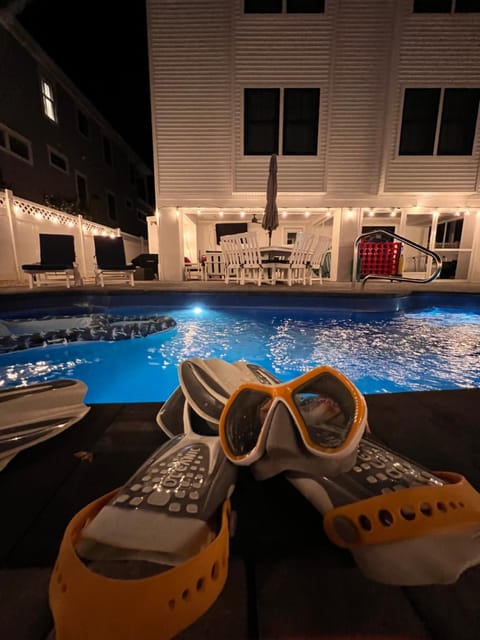 Night, Pool view, Swimming pool