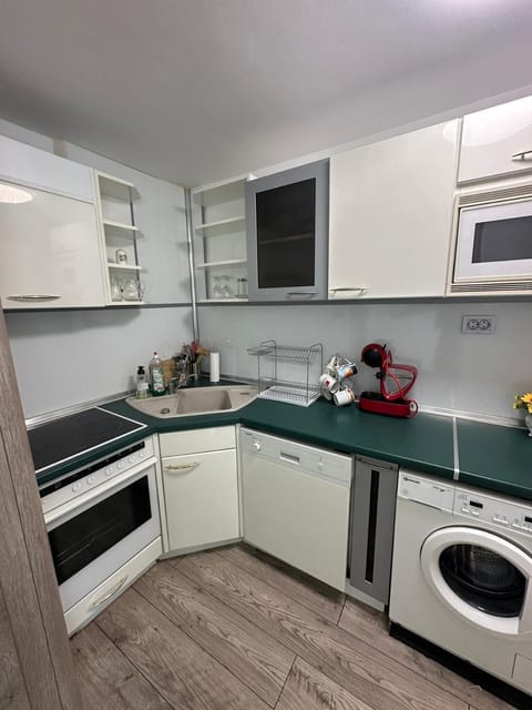 Kitchen or kitchenette, dishwasher, oven, stove