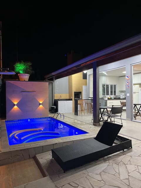 Patio, Night, Natural landscape, Hot Tub, Pool view, Swimming pool, sunbed