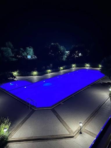 Night, Pool view, Swimming pool