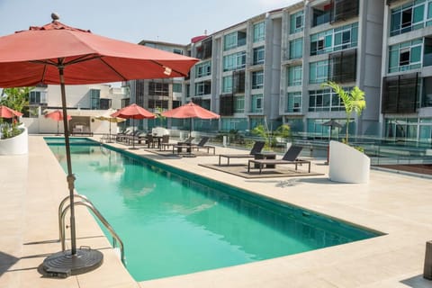 Pool view, Swimming pool, sunbed