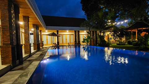 Night, Pool view, Swimming pool