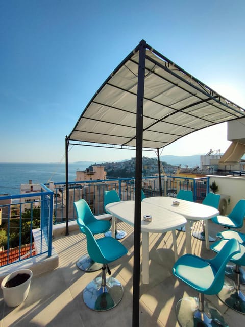 Day, View (from property/room), Balcony/Terrace, Balcony/Terrace, Seating area, Dining area, Sea view, sunbed