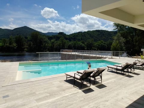 Spring, Natural landscape, Mountain view, Pool view, Swimming pool, sunbed