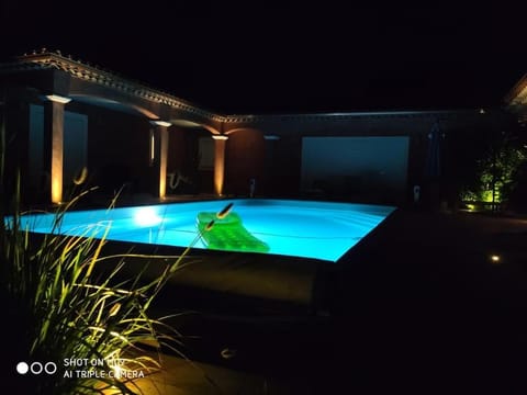 Night, Pool view, Swimming pool