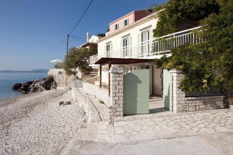 Yellow House Lower,Beachfront Kaminaki Beach Villa in Corfu, Greece